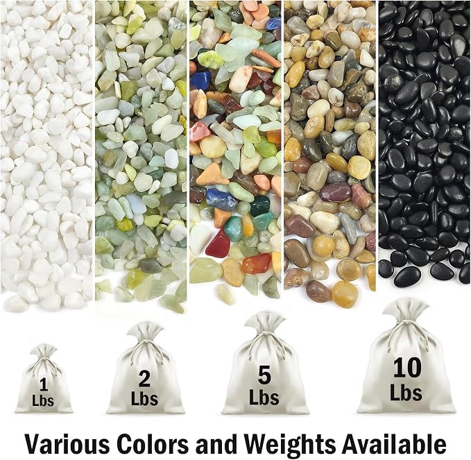FANTIAN White Pebbles for Indoor Plants, 3/8 Inch Decorative White Stones. Polished River Rocks for Potted Plants Vase Cactus Bird Bath and Outdoor Garden Landscaping