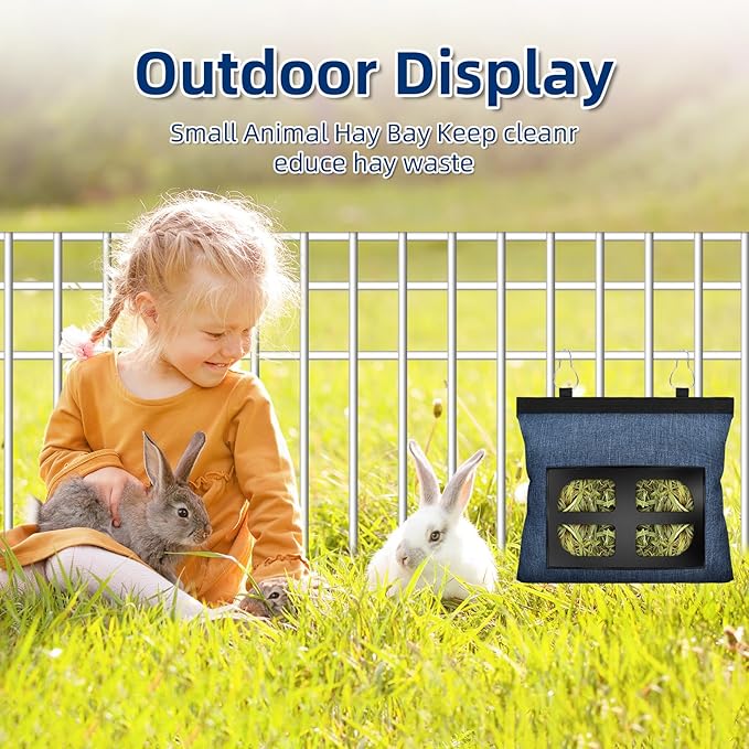 Rabbit Hay Feeder Bag Guinea Pig Hanging Hay Feeding Bag Storage Dispenser for Chinchilla Hamster Bunny Small Animal Pet