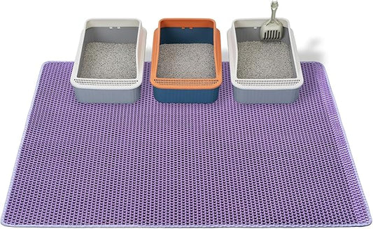 Cat Litter Box Mat-Super Large 47''x36'' Litter Trapping Mat for Cat-XXL Litterbox Matt for Floor-2 Layer Catcher Rug for Pet kitty Litterbox-Waterproof Urine Proof,Non-Slip,Purple