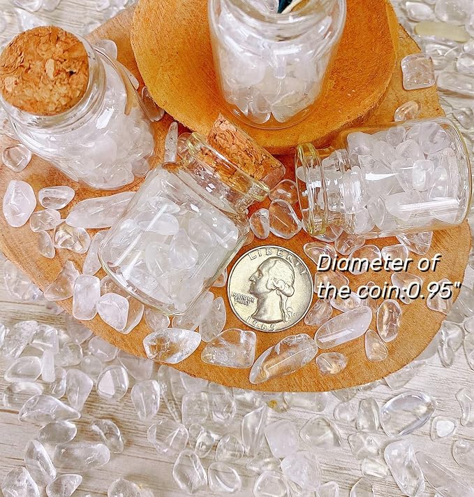 Clear Quartz Crystals Tumbled Stones Polished Rocks Chips Stone Crushed Crystal Healing Natural Gem Gravel Home Decoration mini Aquarium Tank Plants Small Vase Filler Landscape Bottom Ornament 250G
