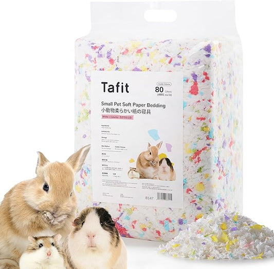 99% Dust-Free Soft Natural Paper Bedding with Odor Control, for Hamsters, Guinea Pigs, Rabbits, Chinchillas, Rats, Mice, Gerbils, Bunniess, Rodents, Small Animals - 80 Liters (Mixed Colors)