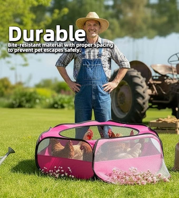 Small Animal Playpen with Mesh Cover & Waterproof Bottom Cat Tent Chicken Brooder Rabbit Guinea Pig Cage Playpen for Small Animals Indoor Outdoor Use