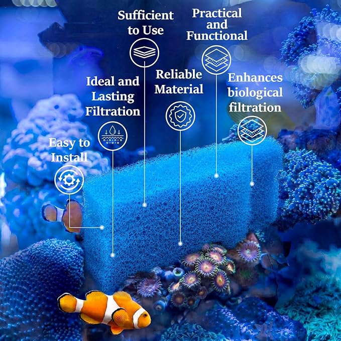 Threlaco 15 Pcs Aquarium Sponge Foam Filter Pads Compatible with Seachem Tidal Replacement Polishing Pad Fish Tank Filter Floss, Media for Crystal Clear Water(Compatible with Seachem Tidal 55,Blue)
