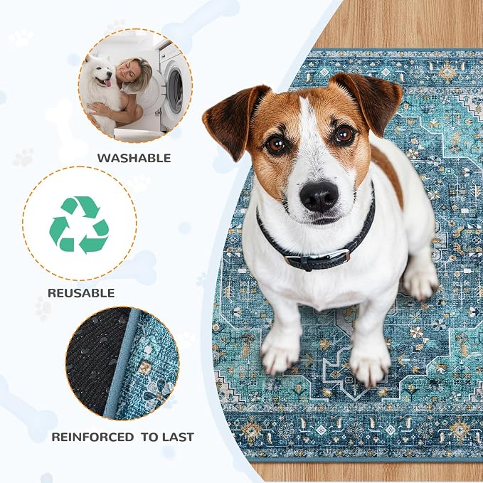 Lahome Extra-Large Washable Dog Pee Pads (72"x72") - Super Absorbent & Waterproof - Leakproof Reusable Mat for Playpens, Beds & Whelping, Convenient Cleanup,Blue