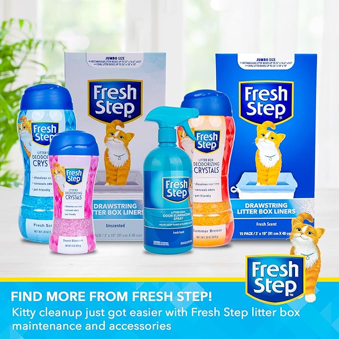 Fresh Step Cat Litter Box Odor Eliminating Spray, Cat Deodorizer that Neutralizes Cat Urine and Feces Smell on Contact, Pet-Safe and Clump-Free, Compatible with All Litter Types, 24 Fl Oz