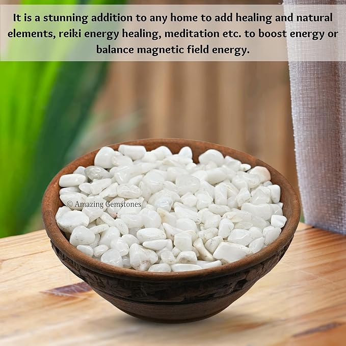 Snow Quartz Crystal Chips Aquarium Gravel Rocks - Snow Quartz Chips Bulk Fish Tank Gravel, Small Tumbled Stone Chips and Tiny Crystals for Decoration (Natural AAA Grade Gemstones)