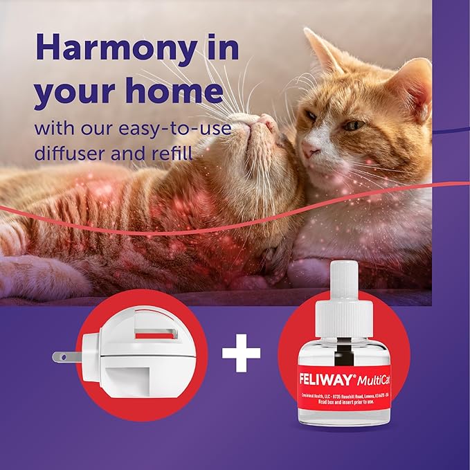 FELIWAY MultiCat Calming Pheromone Diffuser: 1 Diffuser & 2 Refills (60 Days)