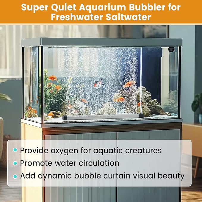hygger Aquarium Bubble Strip, Nano Air Bubble Curtain Wall Aquarium Air Stone Kit, Quiet High Dissolved Oxygen Diffuser Fish Tank Bubbler Decorations for Freshwater Saltwater (13.8 Inch)