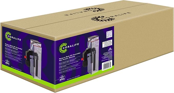 Coralife Aquarium Fish Tank Marine Salt Water DC-Controlled Variable Speed Mini Protein Skimmer, Up To 65 Gallons