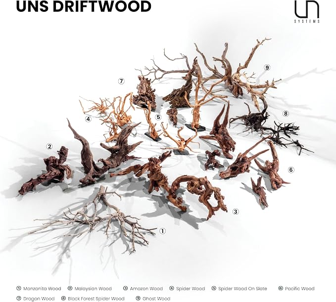 Ultum Nature Systems Driftwood - Spider Drift Wood for Fish Tank, Planted Tank, Terriarium, Paludarium - Versatile Natural Driftwood Decor, Events Wood Centerpiece - Spider Wood, S 7-12", 5 Pack