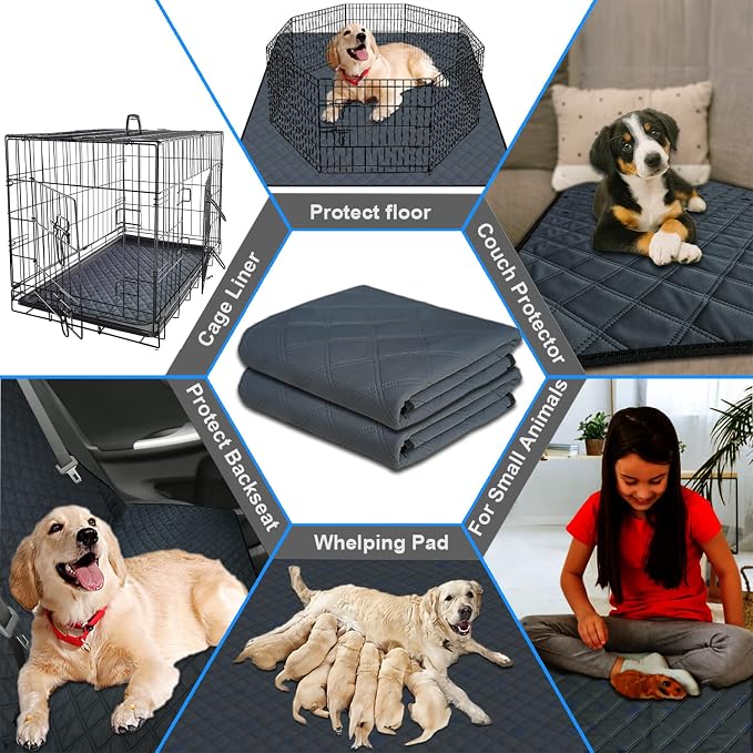 RIOUSSI Washable Pee Pads for Dogs, Reusable, Absorbent, Leakproof, Non Slip Pet Puppy Pads for Potty Training. Dark Gray, 31x36 Inch(4pack)