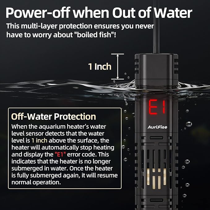 Aquarium Heater for Fish Tank - 300W Submersible Fish Tank Heater | with Digital Display & Adjustable External Controller, Leaving Water Protection for 40-75 Gallon Freshwater Saltwater Tanks