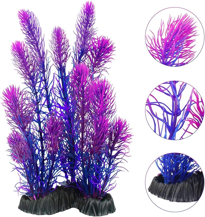 MyLifeUNIT Artificial Aquarium Plants, Plastic Fish Tank Plants for Aquarium Decorations, Pack of 7 (Style B)