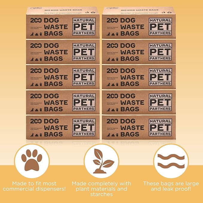 The Original Poop Bags® Commercial Bulk Dog Waste Bags, 38% Plant-Based, Flat Header with Pull-Strap, Thick & Leak-Proof, Black, 2000 Count