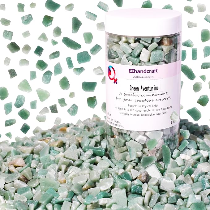 Green Aventurine Chips Bulk 2lbs, 1200+ Pieces, 8-15mm Natural Gemstones