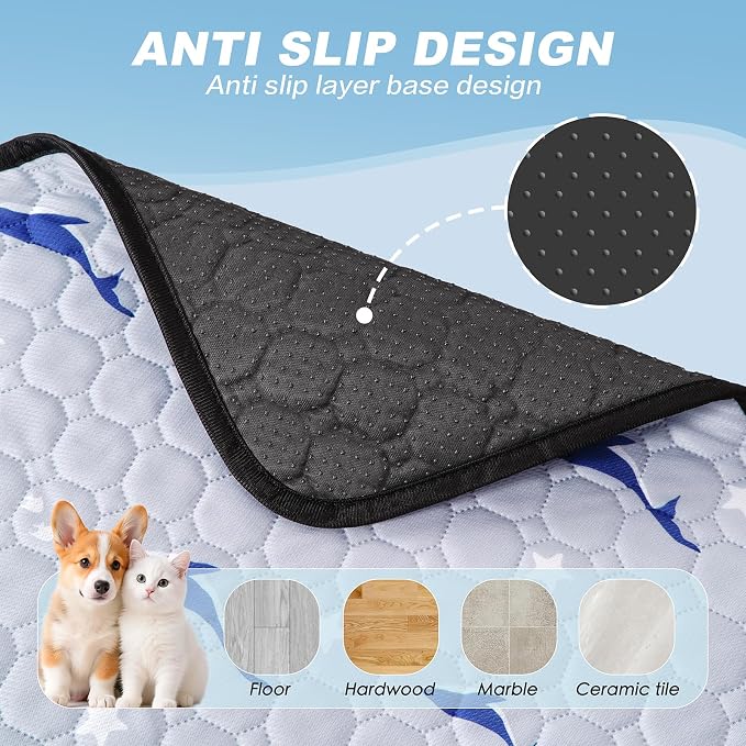 Washable Pee Pads for Dogs, 2 Pack Puppy Pads, Super Absorbent & Leakproof with Anti-Slip Bottom for Dog Training, Crates, Car, Pet Pee Pads, and Furniture Protection,34"x52"