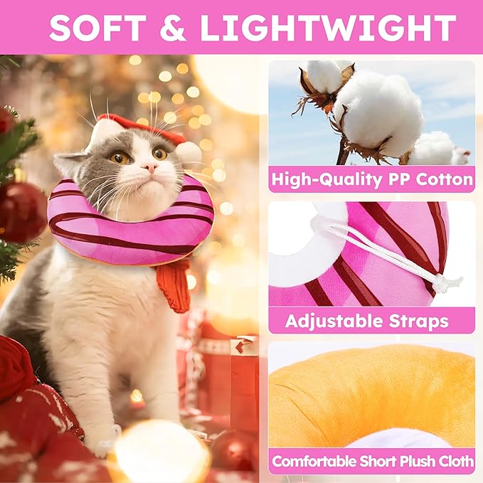 Hpetppy Cat Cone Collar Soft, Cat Recovery Collar for Wound Healing Cute Donut Adjustable Kitten Cones to Stop Licking Comfortable Lightweight Neck Elizabethan Collars for Cats Kittens After Surgery