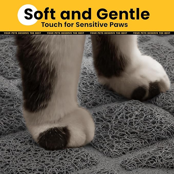 Conlun Cat Litter Mat Litter Trapping Mat, 30" x 20" Premium Durable PVC Grid Mesh with Scatter Control, Non-slip, Less Waste Cat Litter Box Mat, Soft on Kitty’s Paws, Urine Waterproof
