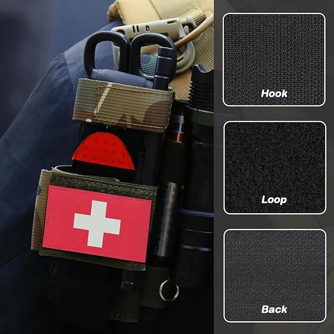 2-Pack Glow in The Dark Patches Luminous Medic Patch First Aid Patch for Backpack, Bags, Hats (3x2 Inches)
