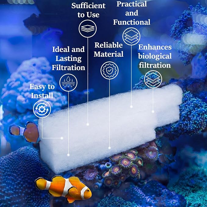 Threlaco 15 Pcs Aquarium Sponge Foam Filter Pads Compatible with Seachem Tidal Replacement Polishing Pad Fish Tank Filter Floss, Media for Crystal Clear Water(Compatible with Seachem Tidal 110,White)