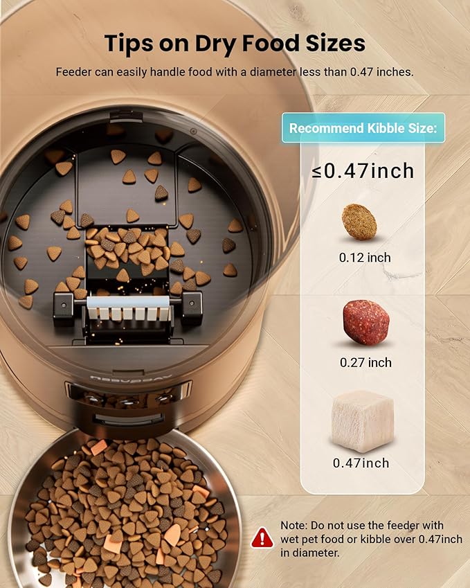 Automatic Cat Feeder for 3 Cats, 6L/25 Cup Cat Food Dispenser with Strong Anti-Jam System, Dual-Effect Desiccant, Smart WiFi App Control Pet Feeder, Automatic Dog Feeder with 10S Recorder