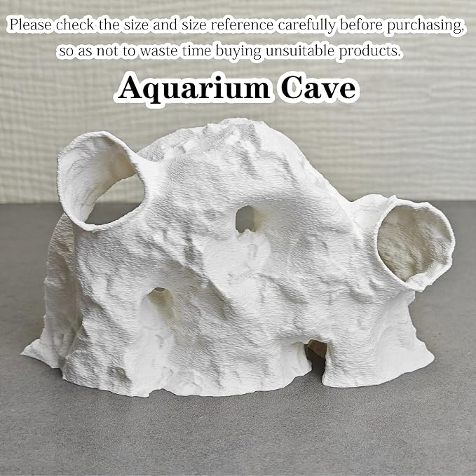 Aquarium Cave Decor，Under Gravel Tunnel Hideout with Viewing Ports, Substrate-Friendly Fish Tank Decoration for Pleco, Shrimp & Corydoras (White, Small)