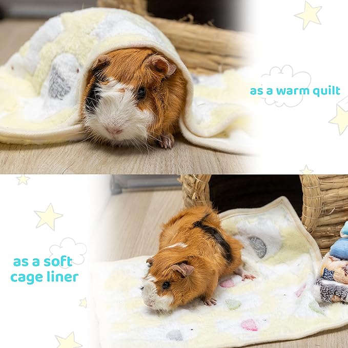 CUSOZWO Guinea Pig Bedding Mat - 6 Pack Fleece Soft Warm Small Animal Blankets for Rat Rabbit Hamster Chinchilla Hedgehog Lizard - Washable Small Pet Cage Liners Sleep Mat Bedding Accessories