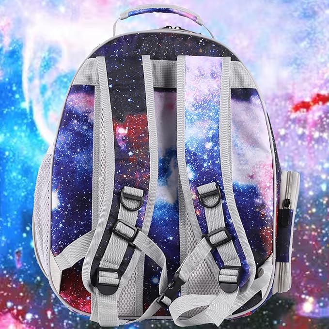Pet Carrier Backpack for Large Cats and Small Dogs up to 20 Pounds, Space Capsule Astronaut Clear Bubble Backpack for Travel Hiking Camping Cat Carry Transport Book Bag (Galaxy Blue, Front Extension)