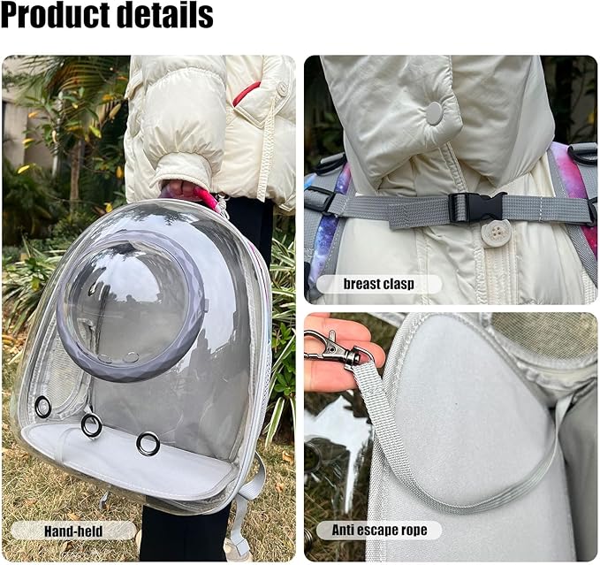 Cat Carrier Backpack with Back Expandable Cat Carrier Galaxy Pink -Space Capsule Cat Bubble Backpack for Kitten Bunny Small Puppy Vet and Outdoor Adventure (Galaxy Pink, Bubble Window)