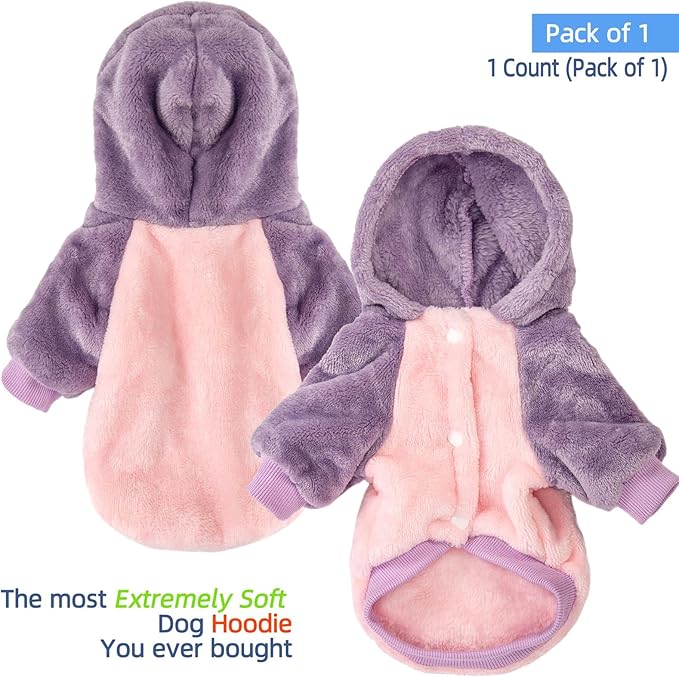 FabriCastle Small Dog Hooded Sweater, Dog Clothes XXS - XXL for Small Dogs Girl & Cats, Soft and Warm Pet Coat, Winter Pet Jacket, Doggy Apparel Costumes Puppy Outfits Hoodies (Pink Body, X-Large)