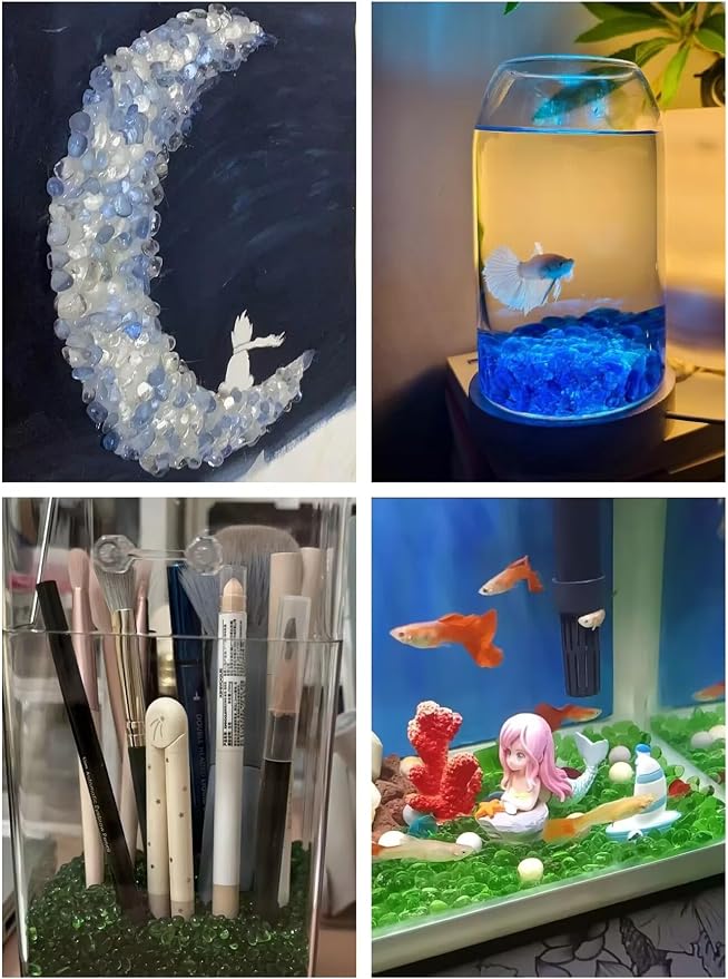 OEEKOI Sea Glass Stones, 1LB Clear Glass Pebbles Marble Aquarium Fish Tank Rocks Gravel for Turtle Tank, Vase Fillers, DIY Crafts, and Home Decor-Colorful