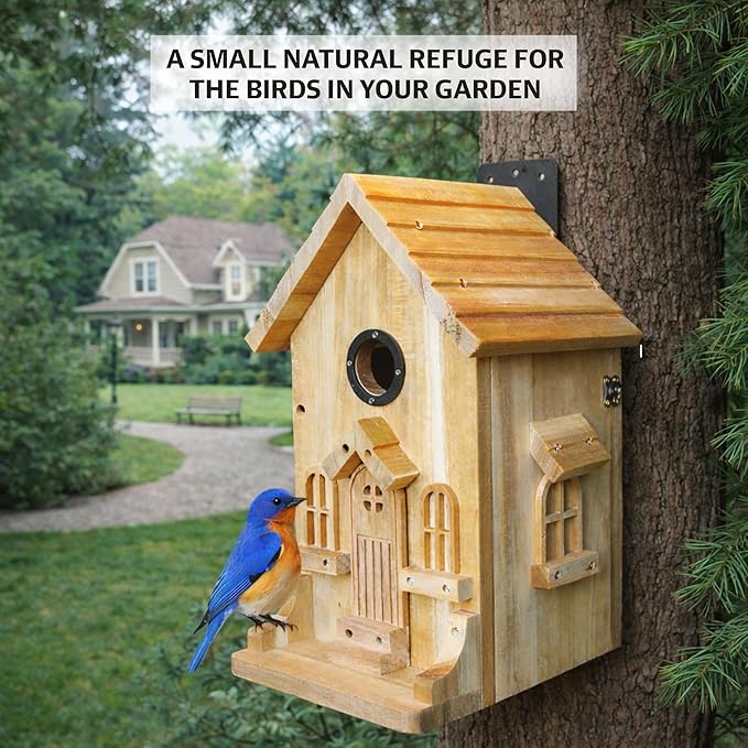 Premium Wooden Bird House Kit – DIY Bluebird Nesting Box with 1.5 Inch Entrance, Outdoor Birdhouse Kits for Adults and Kids, Nature Craft for Garden, Backyard or Patio Projects
