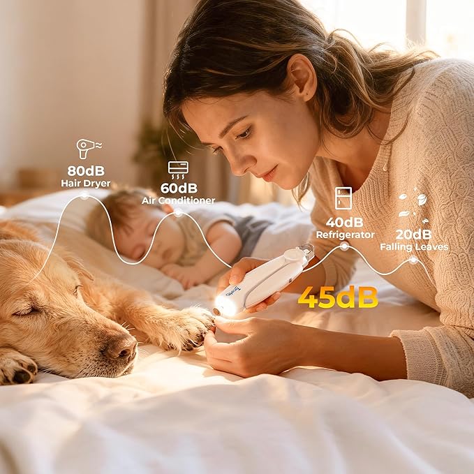 2-in-1 Dog Nail Clippers & Dog Nail Trimmers for Small Medium Large Dogs Cats Pets with Spash Guard, Nail Clipper for Dogs Quiet, USB Rechargeable, Dog Nail Clippers with 2 LED Large Light