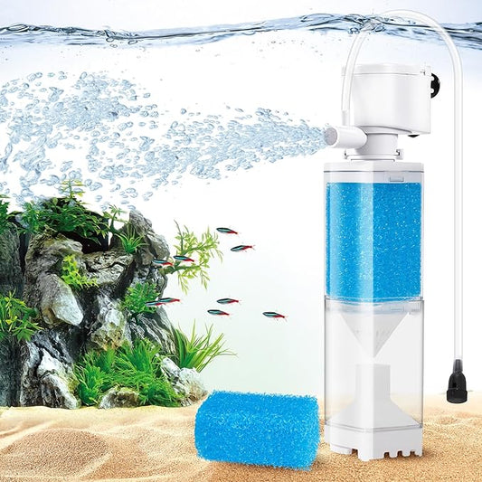 Vehipa Aquarium Filter, Internal Fish Tank Filters for 10-20 Gallon Aquariums, Adjustable Flow & Wavemaker, Isolate Impurities, Ultra-Quiet Water Circulation