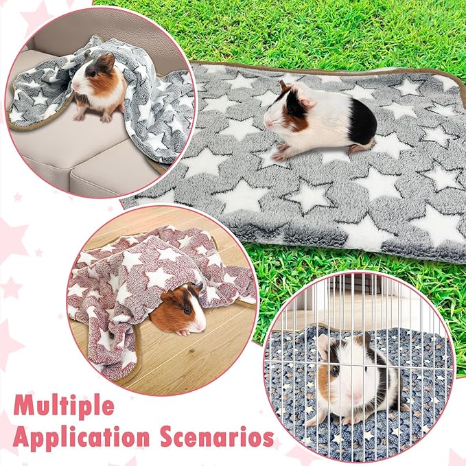 PINVNBY 6 PCS Guinea Pig Blankets Soft Fleece Bedding for Guinea Pigs Cage Washable & Reusable Small Animal Sleep Mat Pad for Hamster Ferret Chinchilla Hedgehog (24 x 16 Inch)