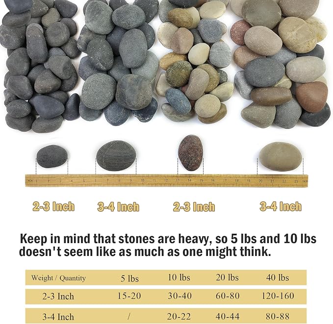 FANTIAN 40 lbs Garden Rocks Mexican Beach Pebbles, 3-4 Inch Decorative Large River Rocks for Landscaping Aquarium Yard Garden Paving Large Plant Crafting and Walkways | Natural Beach Pebbles, Decorative Stones for Landscaping, Aquarium, Yard, Garde, Pl...
