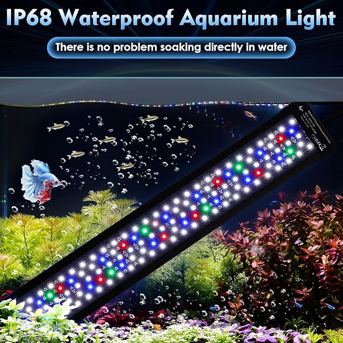 AQQA LED Aquarium Light 36W for 24-32 Inch Fish Tank, 24/7 Mode&DIY Mode Full Spectrum Fish Tank Light, IP68 Waterproof High Lumen Aquarium Plant Light, Adjustable Brightness/Timer, Memory Function