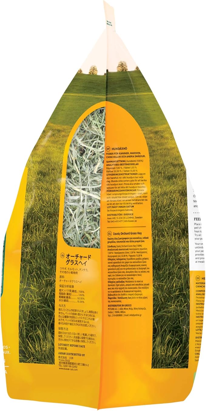Oxbow Orchard Grass Hay for Small Pets – All-Natural Long Strand Fiber Hay for Rabbits,Guinea Pigs,Chinchillas,and Hamsters – Supports Digestive Health and Enrichment-– 40 oz Bag,(Pack of 2)