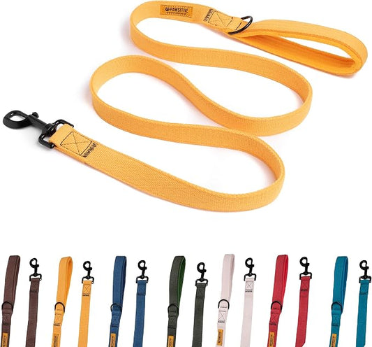 Pawsitive Hemp Leash - 5ft Long, with a Padded Handle for Extra Comfort. Made from Durable, Machine Washable Hemp; Yellow