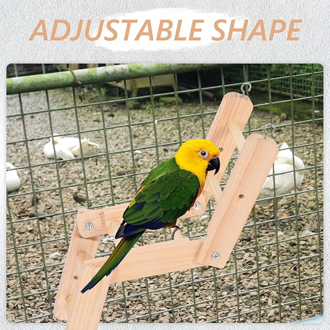 Unomor Wooden Bird Ladder for Cage, Foldable Parrot Climbing Ladder Claw and Beak Grinding, Large Natural Bird Perch for Macaws, Parakeets, and Small Pets