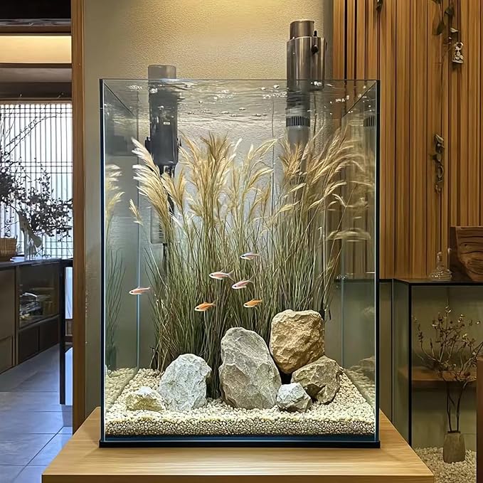 Vimvins 2 Gallon Glass Fish Tank, Easy to Maintain Small Aquarium for Betta/Snails/Shrimp and Aquatic Planting.