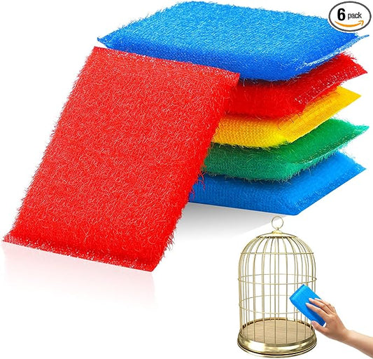 6 Pack Pet Cleaning Supplies Cage Saver Scrub Pad for Bird Rabbit Parakeet Guinea Pig Cleaning Cage Aquarium