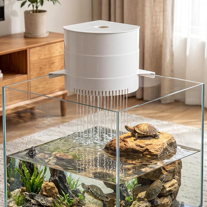 3-Tier Corner Aquarium Filter, Dry Wet Separation System, HOB Hang On Back, 10W / 158GPH Quiet Power Adjustable Flow Pump, Complete Bio Filter Media, Water Filter for 5-40 Gallon Fish & Turtle Tank
