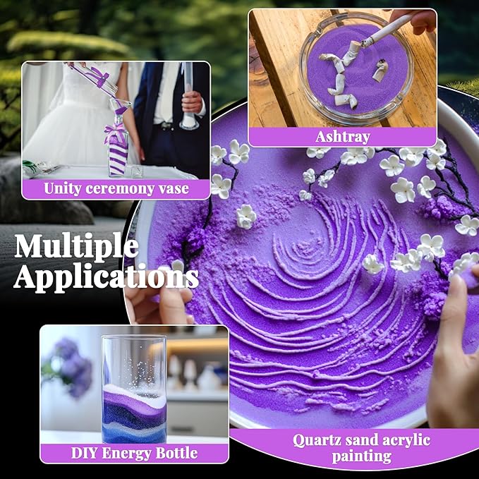 RAINFLOW 15 OZ Fine Purple Sand for Crafts - Colored Quartz Zen Garden Sand Decorative for Vases Filler, Wedding Unity Ceremony, Incense Burner, Ritual Incense,Wishing Bottle