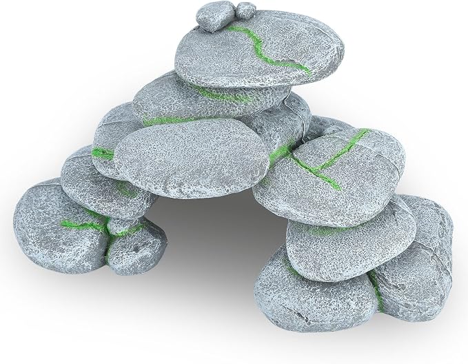 IBWell Resin Reptile Hides Pebble Shrimp Hides for Aquarium Tank Terrarium Reptile Rock Hide Fish Tank Caves and Hides Reptile Hideouts for Lizard Snake Gecko