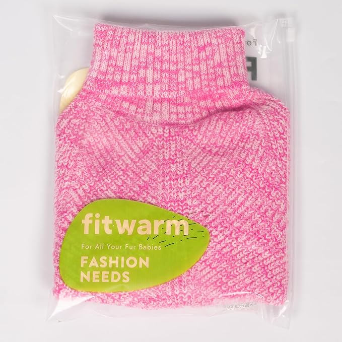 Fitwarm Knitted Turtleneck Dog Sweater, Cozy Dog Winter Clothes for Small Dogs Girl, Holiday Pet Outfit, Heather Pink, XS