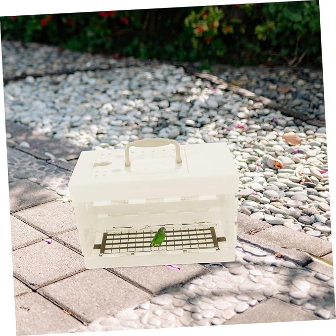 HANABASS Small Bird Carrier Cage with Handle 11.41 X 7.48 X 5.51 Inch Lightweight Portable Parrot Travel Cage Ventilated for Outdoor and Home Use