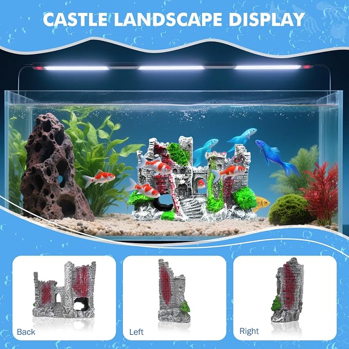 Aquarium Castle Fish Tank Decoration Cave - Shelter for Fish to Play and Rest, Aquarium Ornament Fish Tank Ornament for Shrimp, Turtle