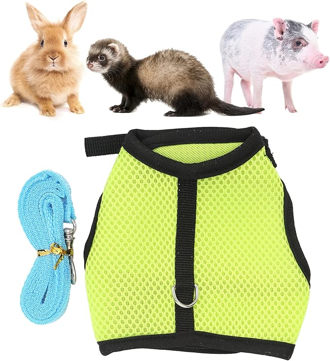 Honio Mesh Chest Back for Rabbit, Pet Mesh Traction Harness Mesh Cloth Mesh Harness for Rabbit for Guinea Pigs for Dogs for Rabbits for Little Pigs (Fruit Green)