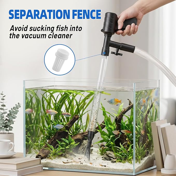 FISORAS Aquarium Gravel Cleaner with Waste Remover Dropper & Cleaning Brush | Suitable for Betta Fish Tank Water Changer, Wash Sand